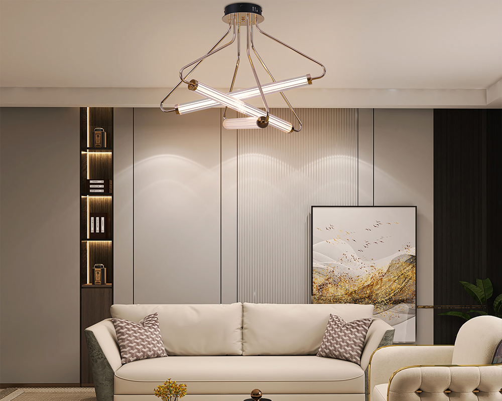 Living Room Gold Color High Ceiling Lamp